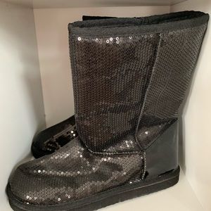 Black sequin booties
